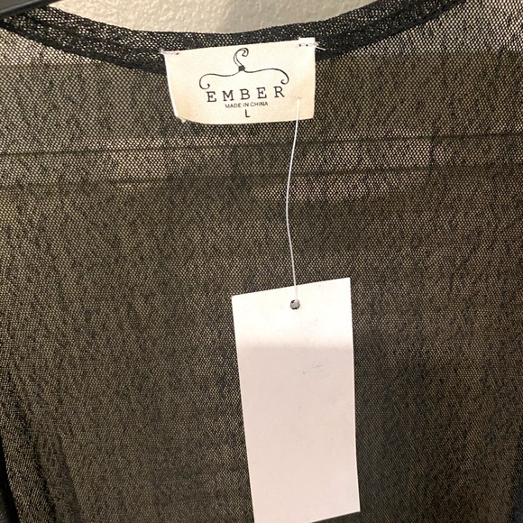 Black Long Duster with Puff Dot Sleeves, size L - Picture 3 of 3